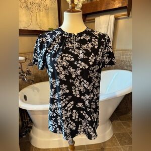 Calvin Klein Black and White Floral Blouse small